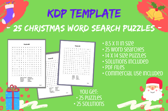 25 14x14 Christmas Word Search Puzzles: Streamlining KDP Interior Creation