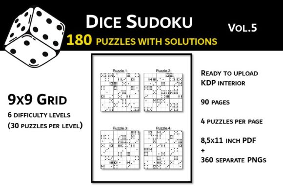 Dice Sudoku V5: 180 Ready-to-Print Puzzles