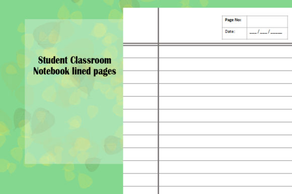Student Classroom Notebook Lined Pages Template
